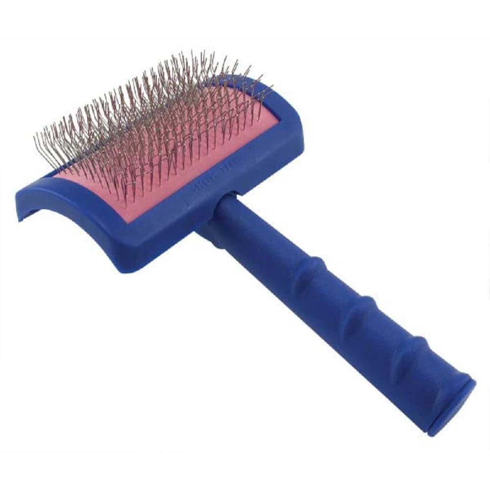 Dog Slicker Brush for Doodles – Long Pin Dematting Brush with Comfort Grip Handle