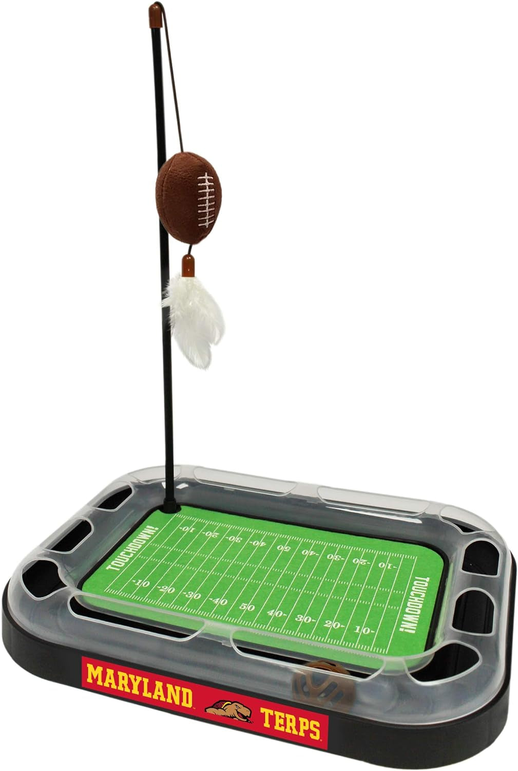CAT Scratcher & Plush Football Toy with Catnip, Feather & Jingle Bell Interactive Ball - 5-In-1 Kitty Toy