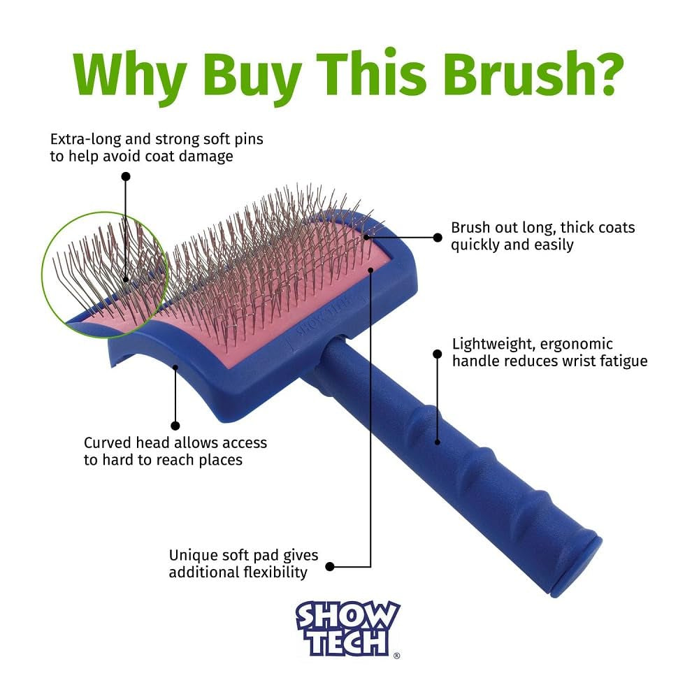 Dog Slicker Brush for Doodles – Long Pin Dematting Brush with Comfort Grip Handle