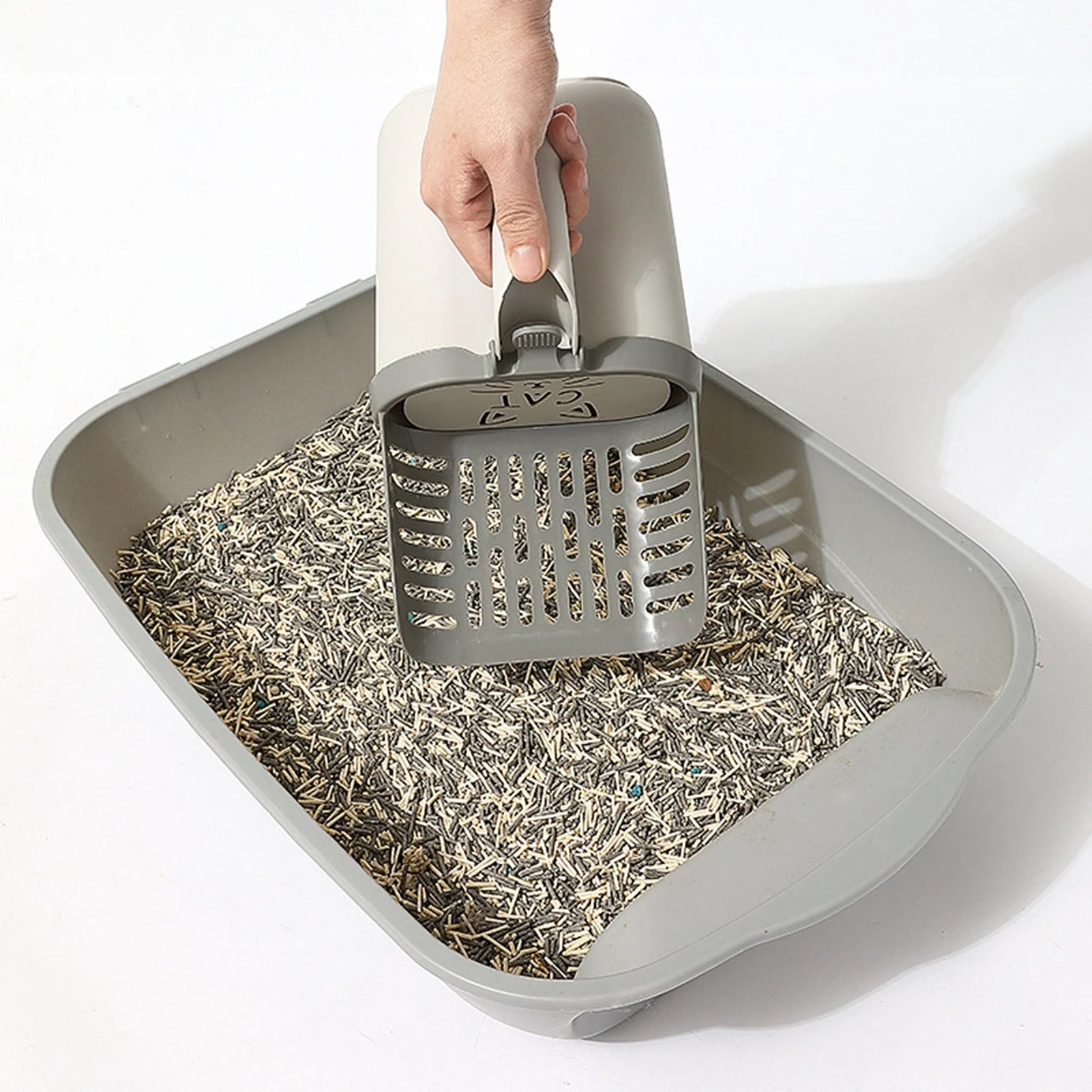 Cat Litter Scoop, Cat Litter Shovel with Trash Container, Removable Cat Litter Scoop Holder, Portable Litter Scooper with Holder Provides Garbage Bags