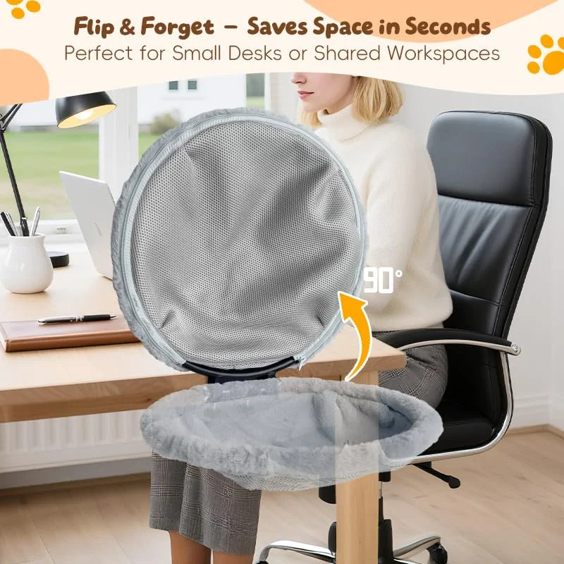 Cat Desk Bed, Space Saving Foldable Cat Bed for Desk, Supports 50 Lbs, Heavy Duty Side Perch for Gaming Desks and Home Office, Machine Washable