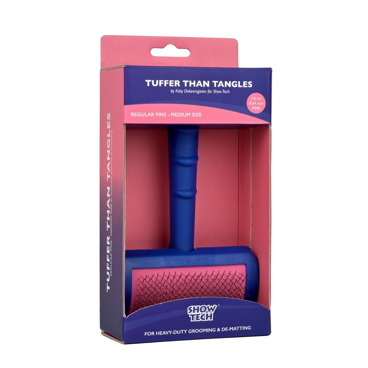 Dog Slicker Brush for Doodles – Long Pin Dematting Brush with Comfort Grip Handle