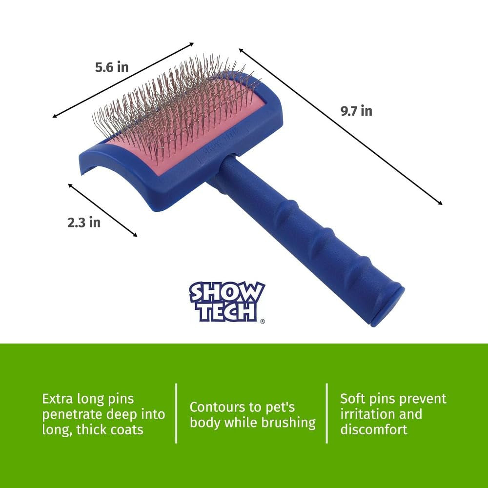 Dog Slicker Brush for Doodles – Long Pin Dematting Brush with Comfort Grip Handle